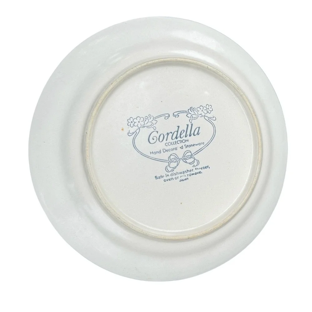 Cordella Bluet Salad Plates Collection Hand Decorated Stoneware Floral Set of 4